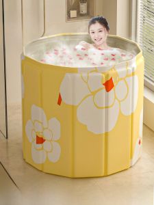 Thùng Tắm Tròn Dày Gấp Cho Người Lớn Thùng Tắm Toàn Thân Cho Trẻ Em Thùng Tắm Bằng Vải Chống Thấm Nước Có Nắp