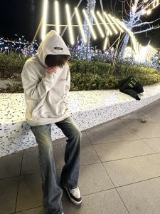 American High Street Oversize Hoodie Mens Autumn Winter Couple Style Trendy Loose Lazy Heavy Coat Cotton Printed Youth Fashion