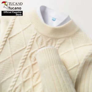 TUCANO | Red Autumn Winter New Style Half-high Neck Double Layer Thickened Mens Knitwear