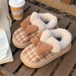 หวาน รองเท้าบู๊ตหิมะปมผีเสื้อ ผู้หญิง ฤดูหนาว กันน้ํา กันลื่น ก้นหนา น่ารัก อุ่น รองเท้าบูทสั้นภาคตะวันออกเฉียงเหนือ ผ้าฝ้าย รองเท้า