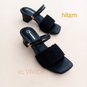 sandal slop wanita rajut import terlaris  hak 5cm
