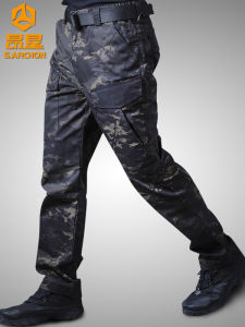 Spring Autumn Mens Tactical Long Pants Outdoor Workwear Waterproof Anti-scratch Slim Fit Training Trousers Military Fan Clothes