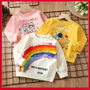 Pure Cotton Long Sleeve Hoodie for Children Autumn Style Baby Boys Girls Pullover Shirt Thickened Safety Class B Kids Clothes