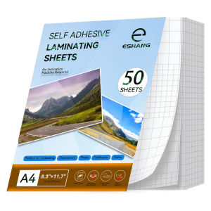 A4(8.3×11.7 inches) Clear Self-Adhesive Laminating Sheets 50 Pack Waterproof No Machine Needed