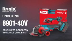 Ronix Tools 8901-40V (Full Set) | 8901C-40V (Body Only) 125mm (12.5cm) Premium Quality German Technology Brushless Cordless Mini Angle Grinder 40V Li-ion 8500RPM Variable 6 Speed 5 Inch M14 High Performance Industrial Cutting Grinding Tool