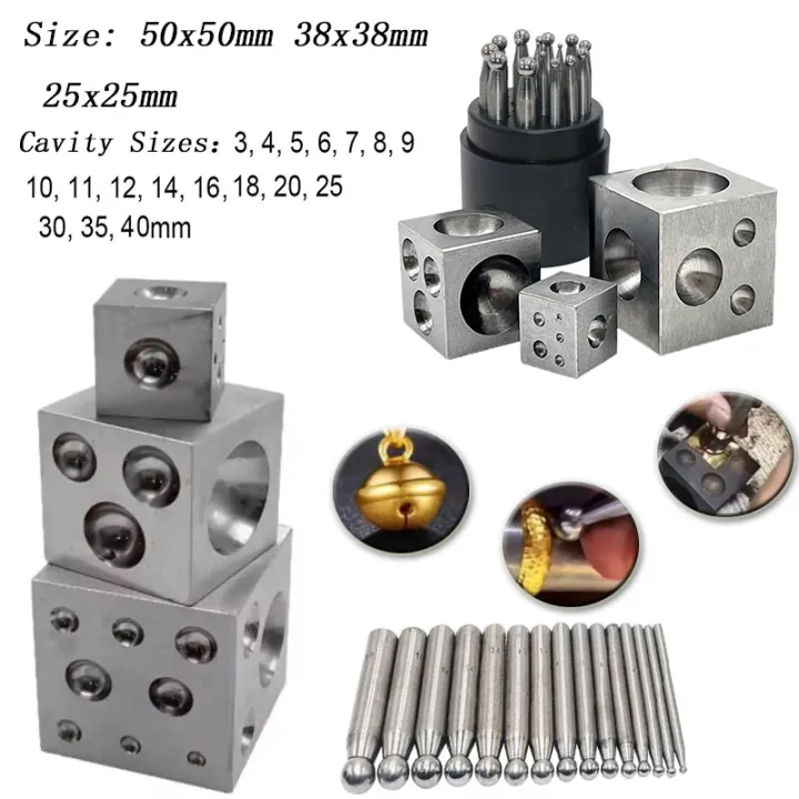 Dapping Block Square with Polished High Carbon Steel Cavities Bell ...