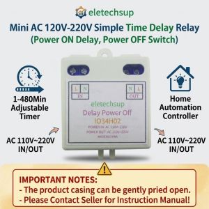 Power ON Delay OFF Switch Mini AC 120V 220V Simple Time Delay Relay 1-480Min Adjustable Timer Home Automation Controller