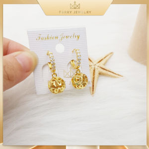 Bông Tai Nữ Cầu Kim Tiên Đính Đá Viền Khuyên Tai Dạng Tròn Cao Cấp Berry Jewelry B30VHT20