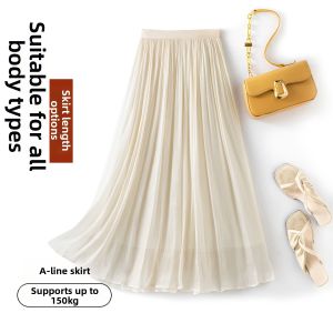 YINLIANHU | Plus Size Midi Skirt Light Green Summer