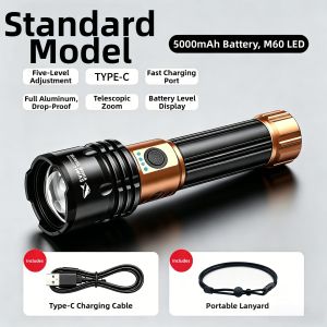 SMILING SHARK | High Lumens Long Battery Life Rechargeable Flashlight