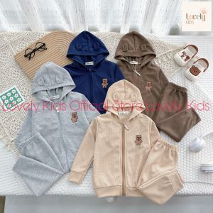 Bộ Quần Áo Thu Đông Dài Tay Cho Bé Trai Bé Gái 8-18kg [Hot Hot] Đồ Bộ Tổ Ong Tay Dài Cho Bé Trai Gái BỘ ÁO KHOÁC Lovely Kids Official Store