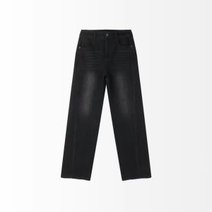 High Waist Straight Leg Denim Jeans Womens Fall New Small Size Wide Leg Pants Versatile High Elasticity Casual Washed Blue