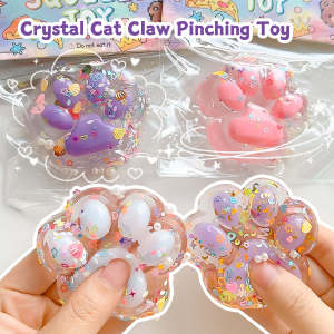 Novelty Gift Jelly Cat Paw Pinch Soft Toy Soft Colorful Glitter Table Decoration Surprise Gift for Friends and Family