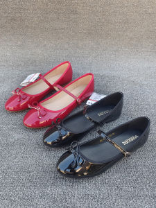 Giày Đế Bằng Da PU Màu Trơn Kiểu Dáng Mùa Xuân Thu Mới Mũi Tròn Nơ Thắt Nút Một Hàng Khóa Đơn Giày Nữ Đa Năng