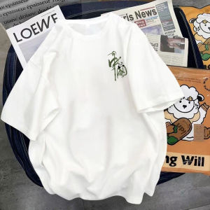 Áo Thun Nam Tay Ngắn Cotton Nguyên Chất Dáng Rộng Mùa Hè Mới Về Thời Trang Thường Ngày in Họa Tiết Cổ Tròn