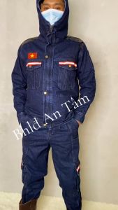 áo jean(vải bò) bảo hộ thợ hàn khoét lỗ dùng quạt vải tốt quần áo jean loại tốt(sản phẩm chưa bao gồm quạt)_A46