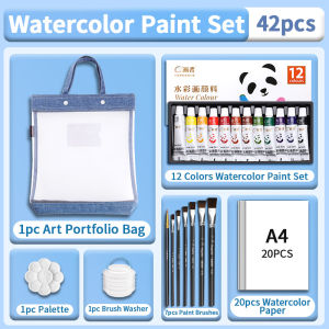 42/48/54pcs Watercolor Paint Set with Bag12/18/24 ColorsBrushesPaperPaletteBrush Washer for School for Painting(5ml/0.17oz)
