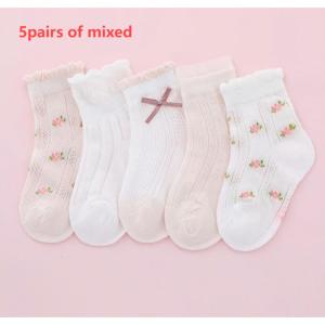 5 pairs of girls summer thin socks childrens lace butterfly breathable mesh socks