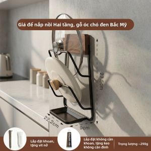 FANHAN | Giá Đậy Nắp Xoay Hút Nước Gỗ Óc Chó Không Cần Khoan