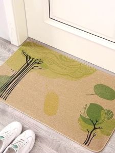 Linen Rubber Door Mat Kitchen Absorbent Oil Water Proof Anti Slip Mat Machine Washable Home Decorative Floor Rug