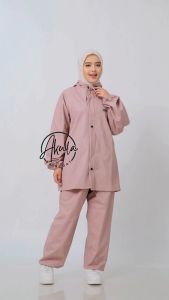 Jas Hujan Raincoat Pria Wanita Terbaik by AKULA Anti Rembes Dusty Pink