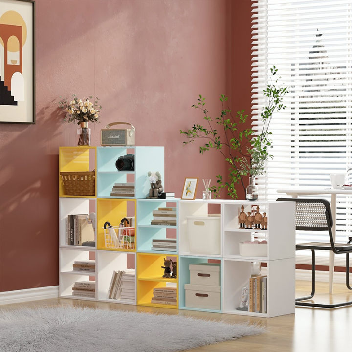 Bookshelf and Storage Shelf Floor Standing Grid Cabinet Free ...