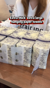 【BUY5 TAKE5】RoyoPanda Thickened 4Ply Hanging Tissue Facial Tissue Toilet Tissue For Deluxe Soft Super Absorbency Household Tissue 1000Sheets