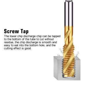 Titanium Plated 6542 Spiral Flute Machine Tap M2-M24 Enhanced Chip Removal for Copper Aluminum Alloy Processing