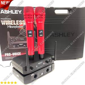 Mic Wireless Ashley PRO VOICE Original Free Koper Microphone Ashley Provoice Mic Handled ( Bosa Cod ) red