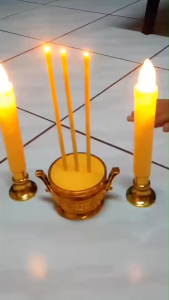 ชุดเชิงเทียนไฟฟ้า กระถางธูปครบเซ็ท กระถางธูปไฟฟ้า เชิงเทียนปลอม เทียนใส่ถ่าน เทียนไฟฟ้า ธูป LED