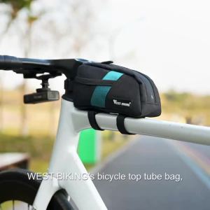 WEST BIKING Bike Top Tube Bag 0.9L Portable Wear Resistant Bicycle Frame Bag 3-Point Strap Stable Cycling Bag Bike Accessories