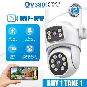 XIAOMI V380 Pro CCTV Camera Wifi Connect 360 8MP 4K Dual Lens CCTV With Audio And Speaker Wireless Outdoor PTZ 10X Amplified Bidirectional Call Waterproof Color Night Vision