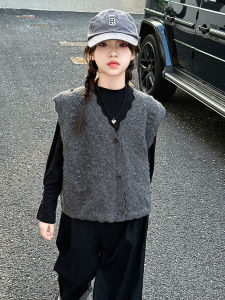 MPW | Girls Autumn Fashion Three-Piece Set Korean Style Vest Straight Leg Pants Trendy Clothing For Middle And Large Children