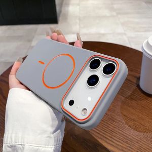 For Magsafe Luxury Matte Solid Color Magnetic Wireless Charge Phone Case For iPhone 17ProMax/17/17Pro Soft TPU Bumper Back Cover