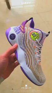 JEIKY.Korean Basketball Shoes For Men Rubber High-cut Purple Gold Sneakers Anti-slip Wear-resistant Soft Elastic#MXG1006