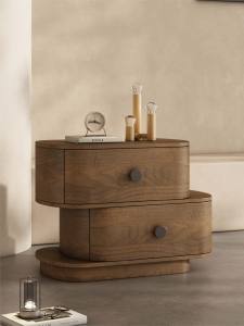PANDIAN | Simplicity Creative Elliptical Solid Wood Nightstand Double-layer Storage