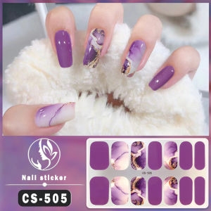  14 Tips Glitter Pink Bake Free Nail Art Stickers Self Adhesive Marble Gradient Jump Color Waterproof Durable Nail Art Decals