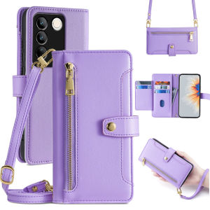 Vivo S19Pro Leather Phone Case Crossbody S18 Flip Cover Strap S17T Full Lens Protection Men Women Style S30Pro Mini Anti-Fall