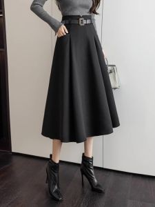 Elegant A-Line Winter Midi Skirt