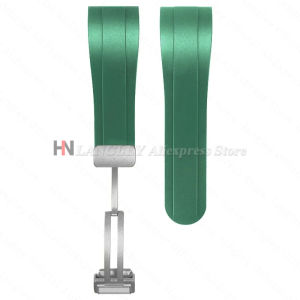 22mm Curved End Rubber Strap for Rolex Water Ghost Watchband Magnetic Folding Buckle Bracelet Men Women Sport Silicone Wristband
