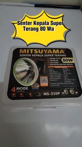 Senter Kepala Rechargeable Super Terang 80W Mitsuyama MS-250P cahaya putih