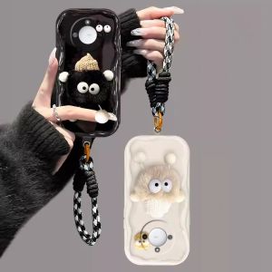 Phone Case Honor X9C Smart 5G Stylish Plush Coal Ball Couple Casing with Lanyard Lens Protection Shockproof Soft Cover