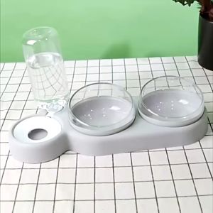 Pet Feeder 3 in 1 - Tempat Mangkok Makan Botol Minum Anjing Kucing - Dispenser Minum Hewan Peliharaan Pet Feeder Plate 3 in 1