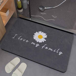 Bathroom Door Mat Water Absorbent Non-Slip Entrance Rug Quick Dry Toilet Floor Carpet Home Decorative Machine Washable Geometric Pattern