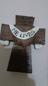 Decors and Beyond Small Tabletop Resin  Cross John 3:16 Inspiration Quote Gift Decor 5x4 inches with Box