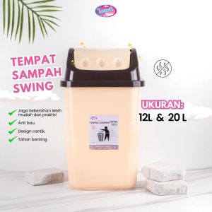 Lovenia Tempat Sampah Tutup Goyang 12L 20L Swing Minimalis Pastel