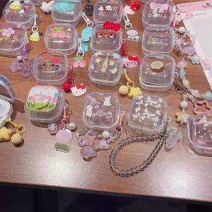 Cute Clear Silicone Headphone Case with 3D Pendants for Samsung Galaxy Buds 4/4pro Wireless Bluetooth Shockproof Earphone Cover