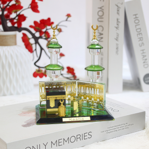 Muslim Kaaba Clock Tower Model Desktop Car Ornament Islamic Home Decor Islamic Architecture Crystal Collectible Figurines