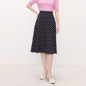 Koradior | Summer Black High Waist Mid-Length Polka Dot Skirt