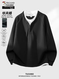 TUCANO | Long Sleeve Hua Ge T-shirt Mens Spring New Casual Two-layer Textured Shirt